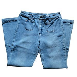 Lyric DG2 Janis Joplin Womens Jeans 12 Denim Mid Wash Chambray 70s Wide Leg
